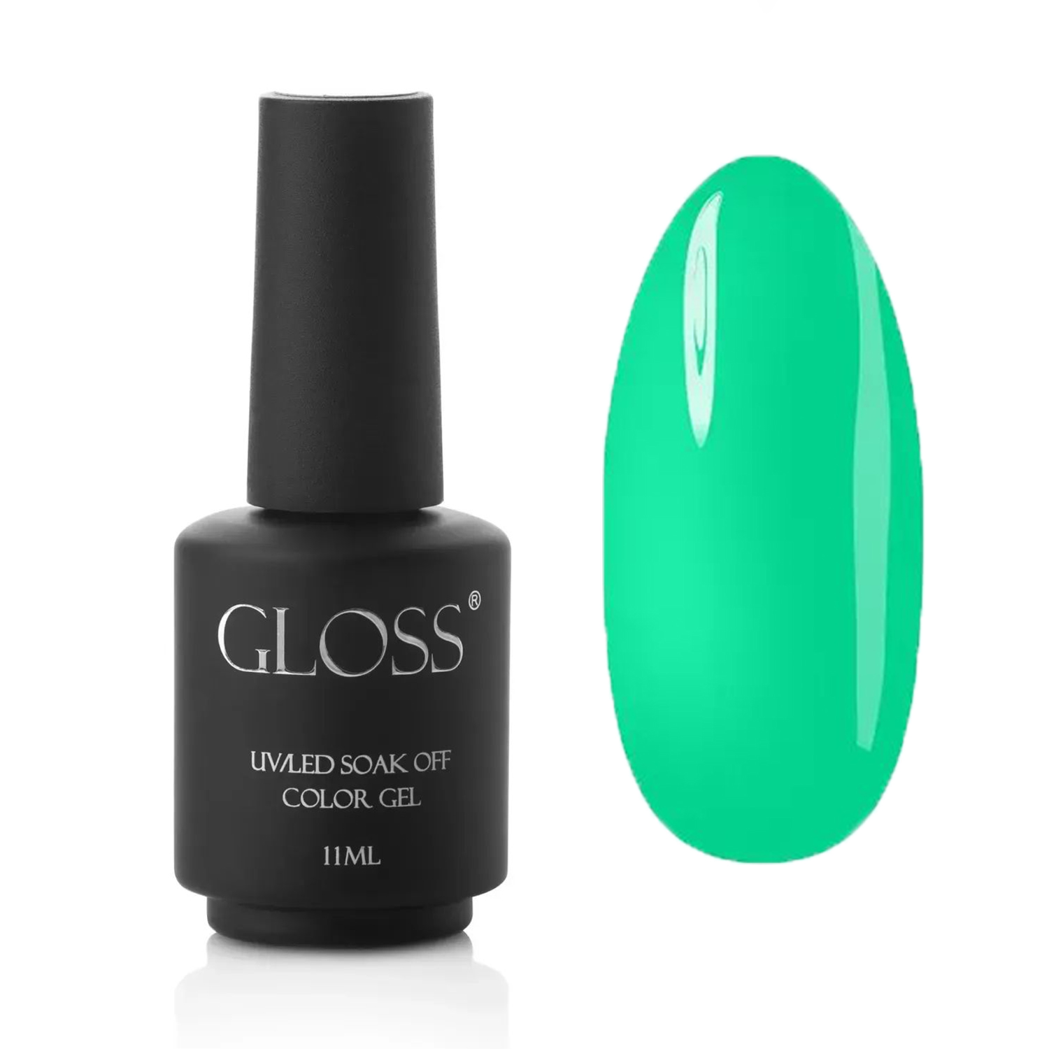Люмінесцентний гель-лак для нігтів Gloss UV/LED Soak Off Color Gel, Neon Green Elf, 11 мл