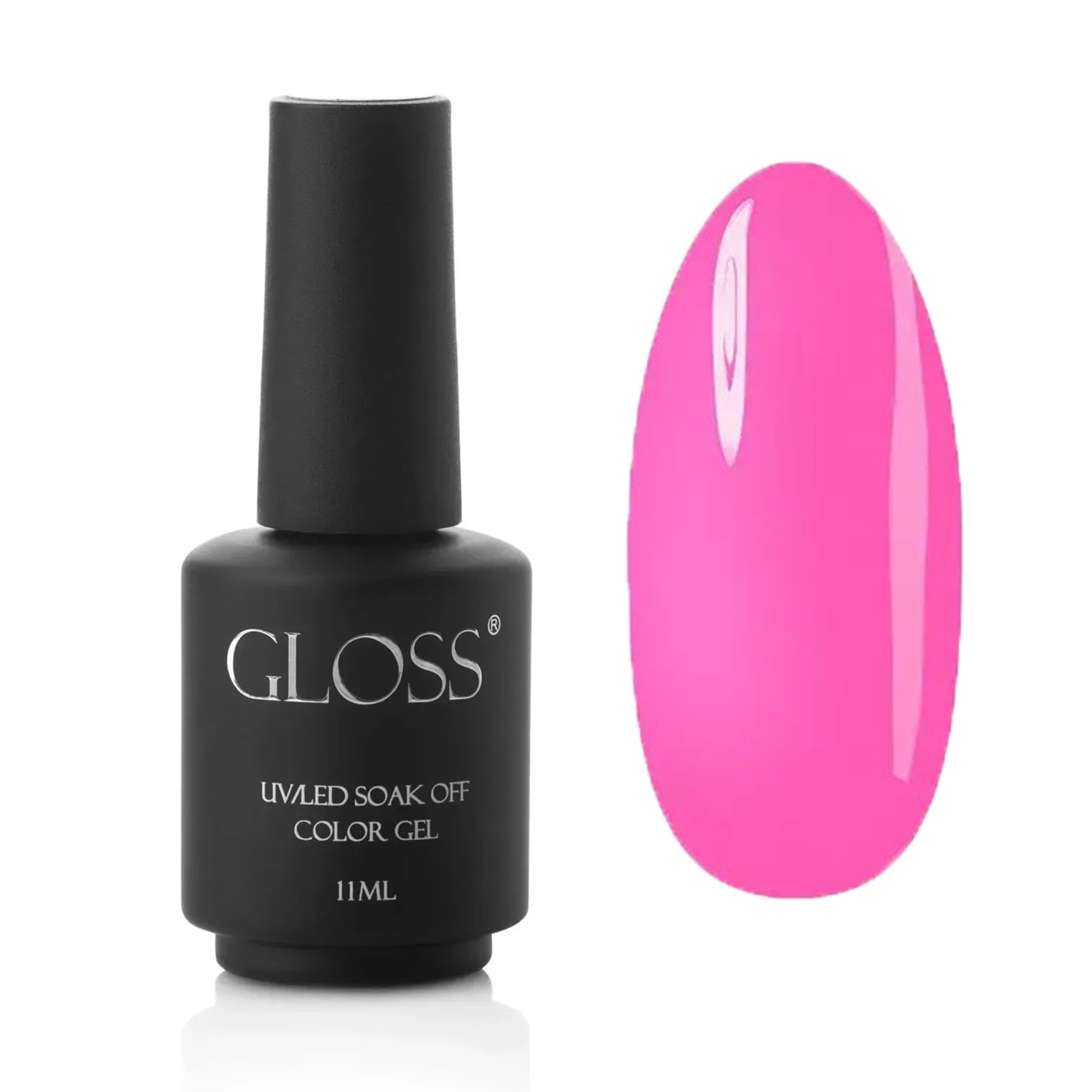 Люмінесцентний гель-лак для нігтів Gloss UV/LED Soak Off Color Gel, Neon Pink Elf, 11 мл